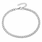 Fako Bijoux® - Enkelbandje - Enkelsieraad - Schakelketting - Gourmette - Cuban Link - Zilverkleurig