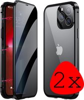 Hoes Geschikt voor iPhone 13 Pro Max Hoesje Magnetisch Back Cover Case - Hoesje Geschikt voor iPhone 13 Pro Max Hoes 360 graden Bescherming Case - Zwart - 2 Stuks