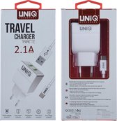 UNIQ Accessory Dual Port 2.1A thuislader - USB Type-C - Wit (CE)
