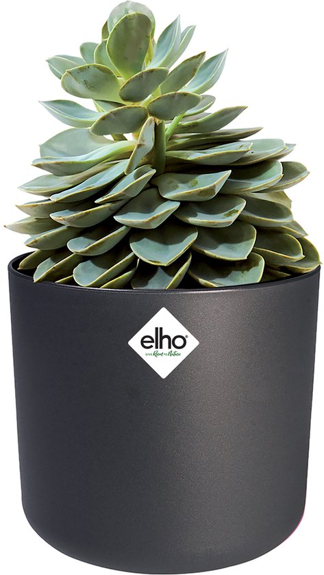 Elho B.for Soft Rond - Bloempotten voor Binnen - 100% Gerecycled Plastic - Set van 3 - Ø 14, 16, 18 cm - Antraciet