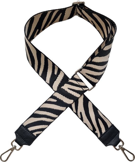 VIQRI - Tashengsels - Schouderband - Kwaliteit - Tassen riem - Zwart - Beige - Zebra - Bagstrap verstelbaar - Zilver - Verstelbaar - 130 cm