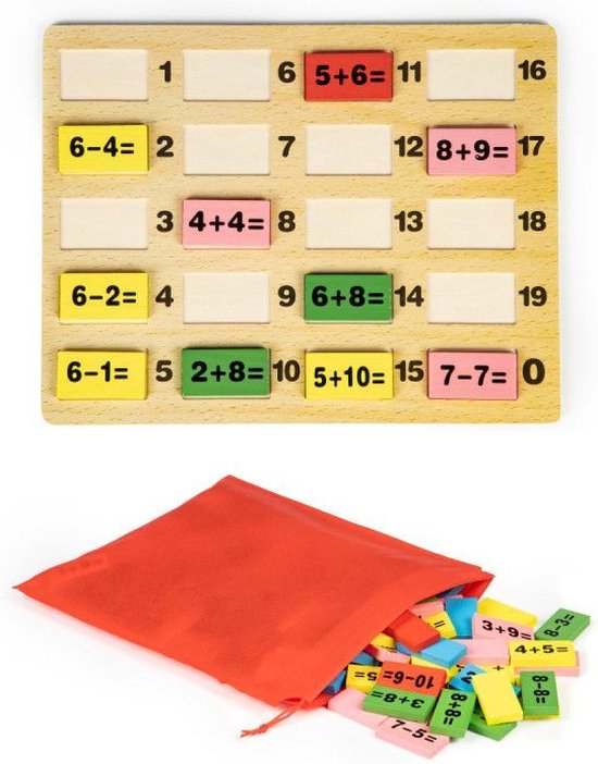 Ecotoys wiskundige blokken domino set - Leerzaam houten bord met gekleurde blokken voor kinderen vanaf 3 jaar - Educatief duurzaam speelgoed van Ecotoys — afbeelding 3