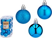 Krist+ kleine kerstballen - 40x - helder blauw - kunststof - 4 cm