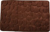 MSV Badkamerkleedje/badmat tapijt - kiezel motief - vloermat - bruin - 50 x 80 cm - laagpolig