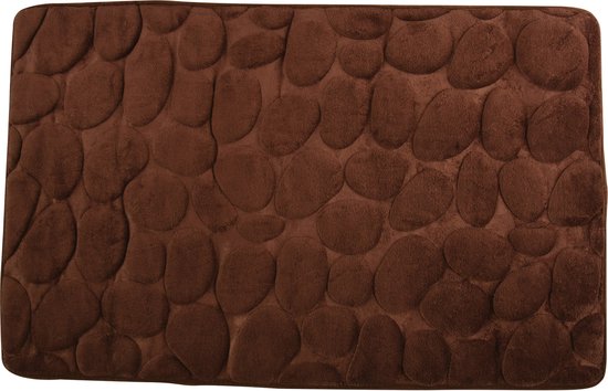 Tapis de salle de bain / tapis de bain MSV - motif galets - tapis de sol - marron - 50 x 80 cm - poils courts