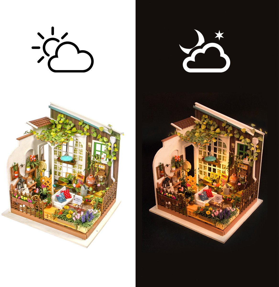 Robotime - DIY Dollhouse Kit-Miller's Garden - Houten Bouwpakket — afbeelding 12