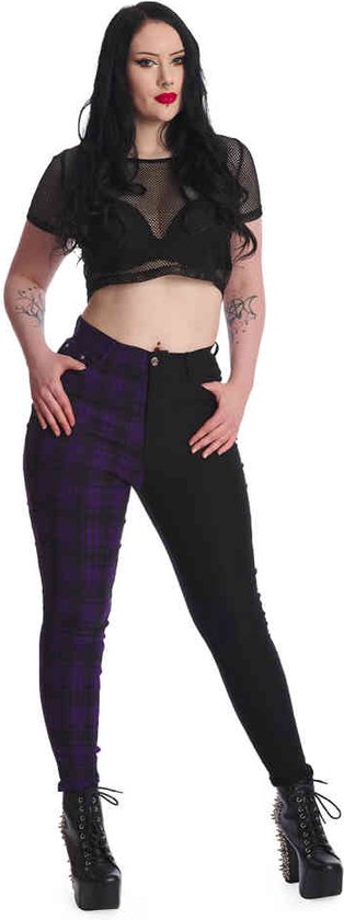 Banned Pantalon coupe skinny -L- Kaori Violet/ Zwart
