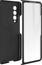 360° hoes Geschikt voor Samsung Z Fold 3, hardcase met voorste glasplaat, standaard Zwart