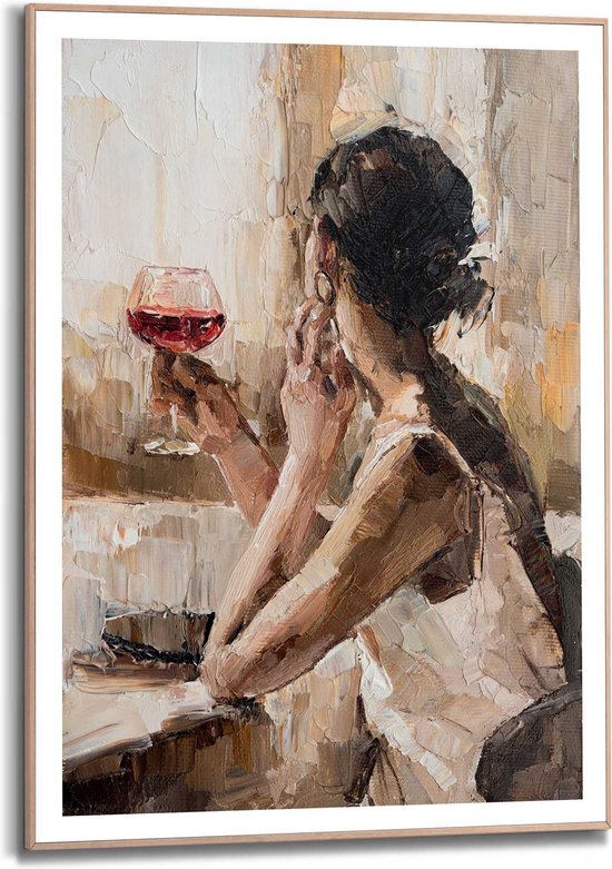 Peinture Abstrait Soirée Vin 70x50 cm Bois, Plâtre