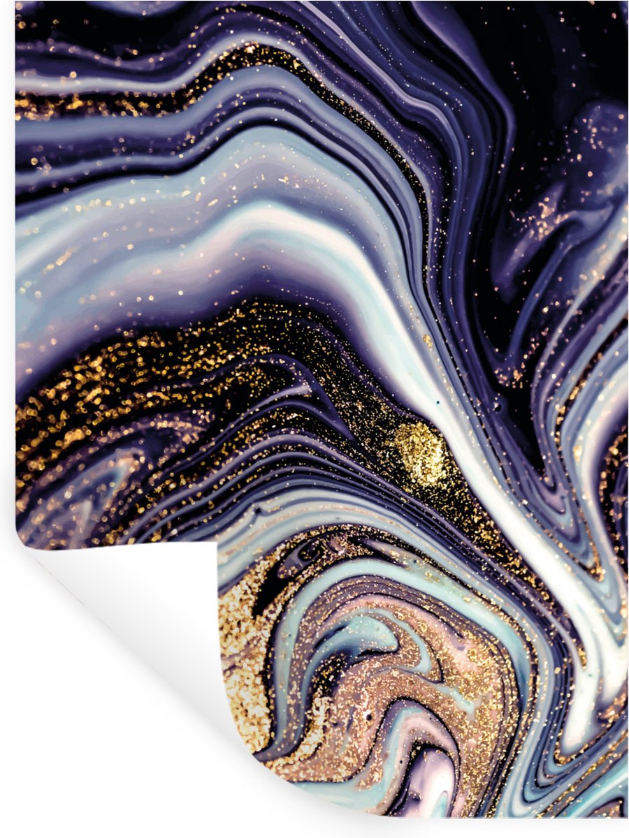 Muurstickers - Sticker Folie - Marmer - Paars - Luxe - Marmerlook - Glitter - 60x80 cm - P