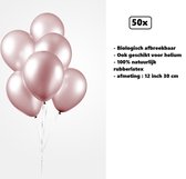 50x Ballonnen 12 inch pearl baby roze 30cm - biologisch afbreekbaar - Festival feest party verjaardag landen helium lucht thema