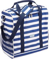 KitchenCraft We Love Summer Grote Nautisch-gestreepte koeltas voor het hele gezin - 21 l (4,5 gal) - Marineblauw/Wit