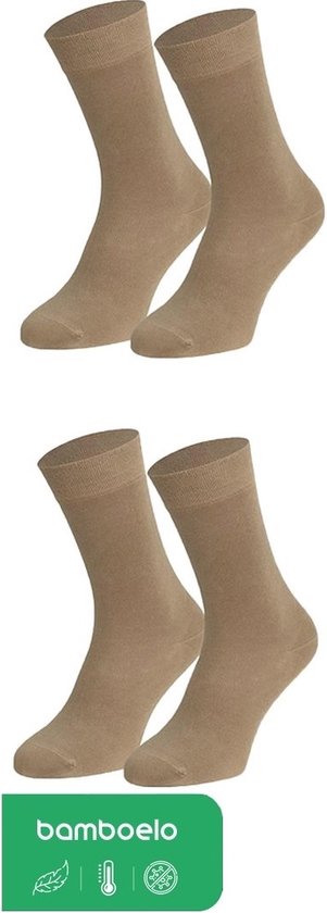 Bamboelo Sokken - 2 paar Bamboe Sokken - Bamboelo Sock - Maat 43/46 - Beige - Naadloze Sokken - 80% Bamboe