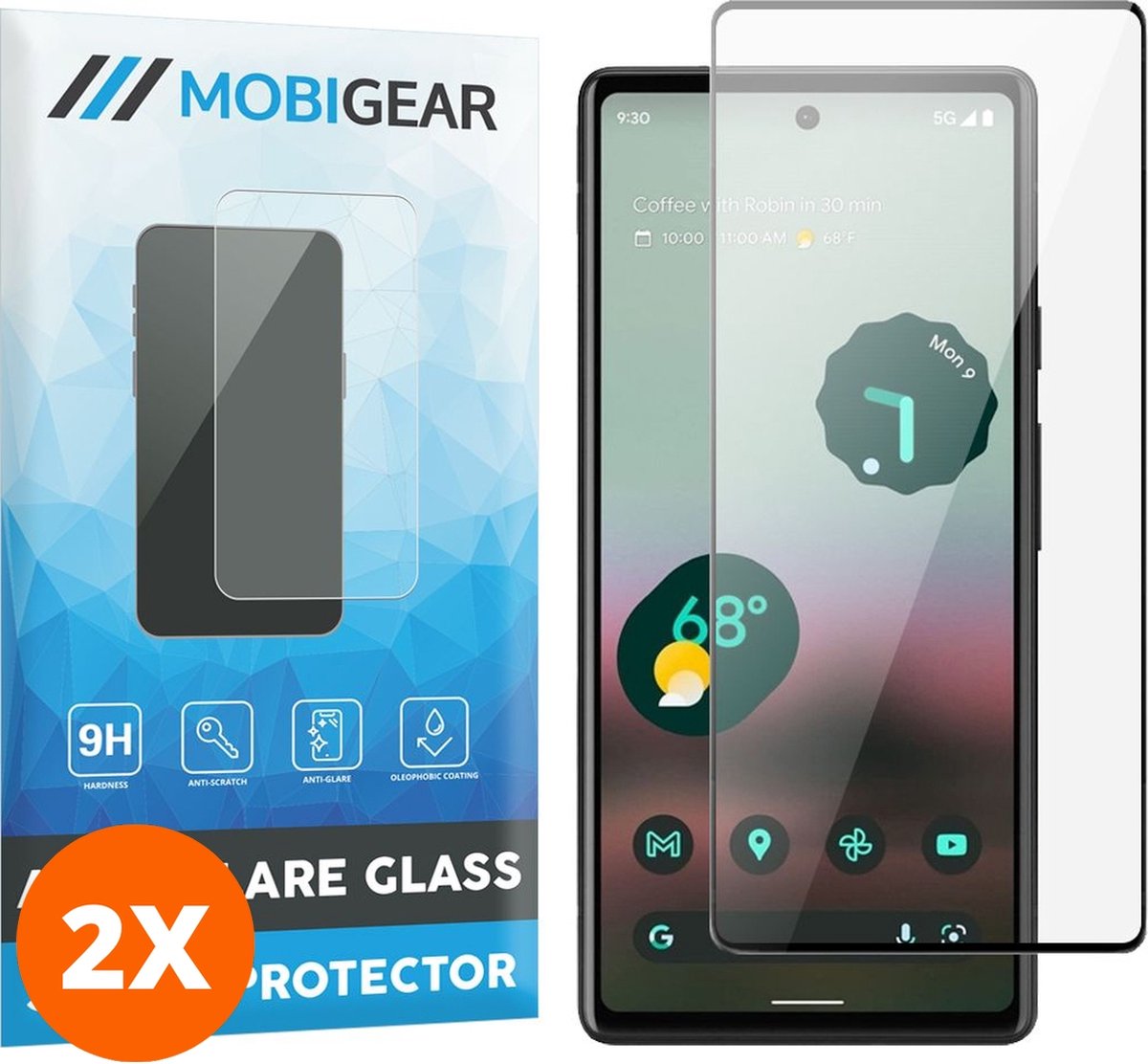 Mobigear Screenprotector geschikt voor Google Pixel 7a Glazen | Mobigear Premium Screenprotector - Case Friendly - Zwart (2-Pack)