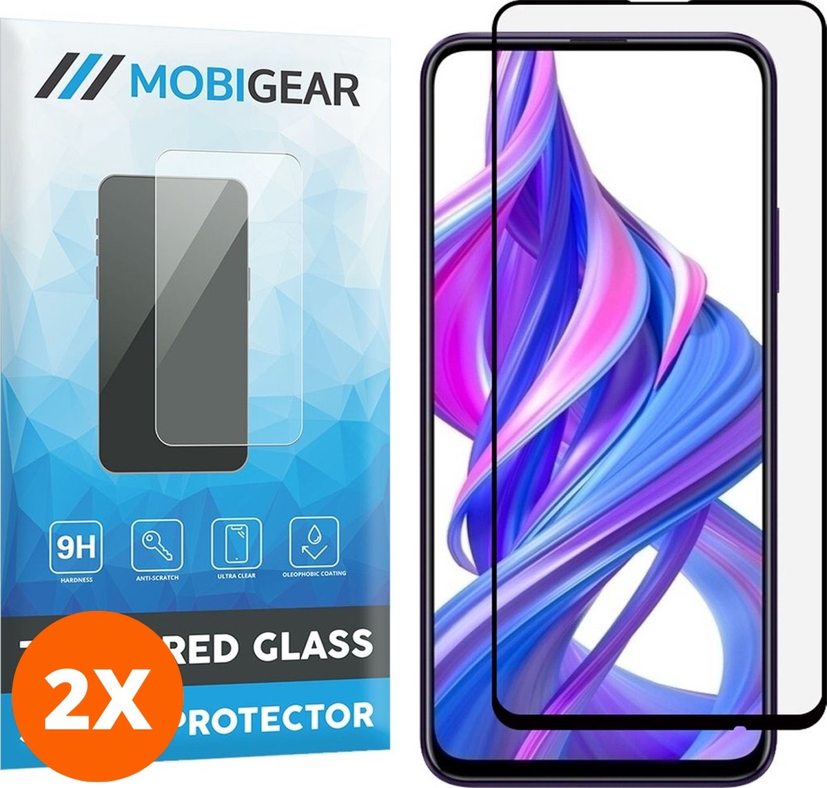 Mobigear Screenprotector geschikt voor HONOR 9X Pro Glazen | Mobigear Premium Screenprotector - Case Friendly - Zwart (2-Pack)