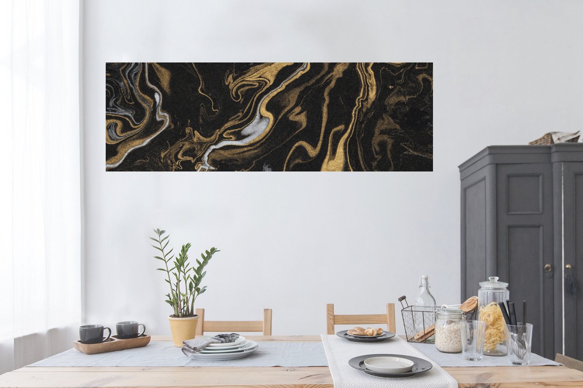 Muurstickers - Sticker Folie - Marmer - Zilver - Goud - Abstract - 150x50 cm - Plakfolie -