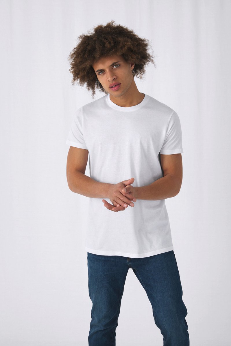 B&C T-shirt met ronde hals wit