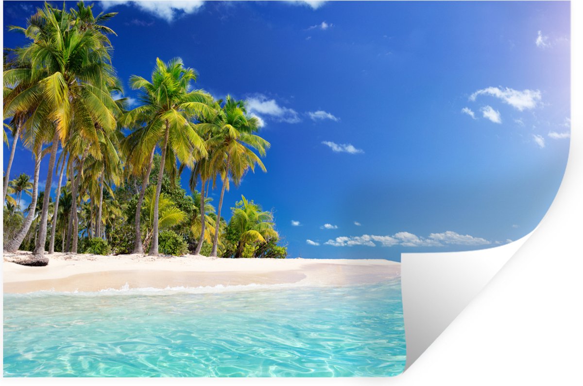 Muurstickers - Sticker Folie - Strand - Zee - Palmboom - 90x60 cm - Plakfolie - Muursticke