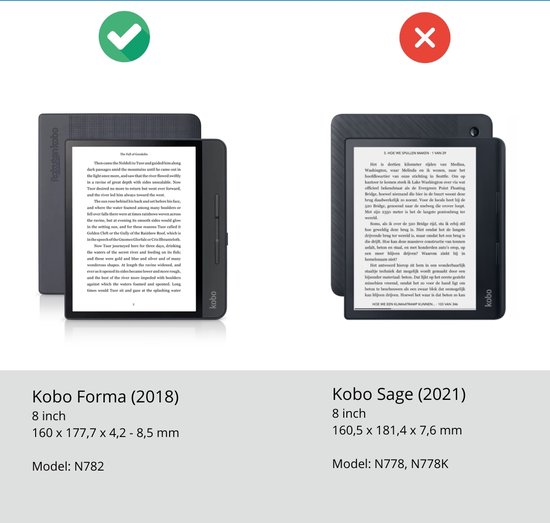Case2go - Étui pour liseuse compatible avec Kobo Sage - Sleepcover