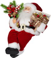 Poupée de décoration Père Noël Harm - 30 cm - rouge - jambes flexibles - Statue de Noël - Figurine de Noël
