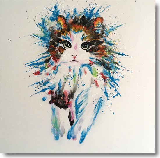 Peinture chaton 75 x 75 Artello - peint à la main - peinture sur toile - salon peinture - chambre peinture - peinture - peinture - art - peinture animaux