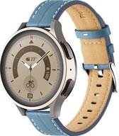 Mobigear Leren Watch bandje geschikt voor Smartwatch Bandje Gespsluiting | Mobigear Stitched - Universeel 22 mm connector - Blauw