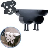 Sanics Reserverolhouder Vrijstaand - WC Papier Houder Hangend - Wandhouder - Hond - Zwart