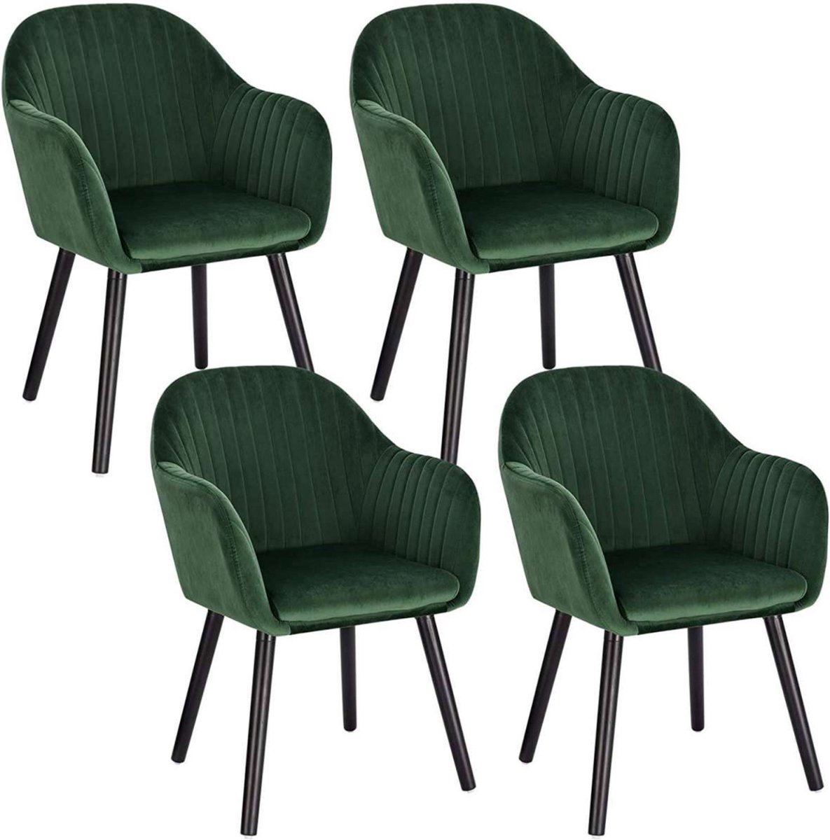 Klihome Set van 4 eetkamerstoelen, keukenstoel, eetkamerstoel met uitgeholde rugleuning, stoel van polypropyleen met metalen poten, Scandinavische stoel, grijs, K0022EZS-4