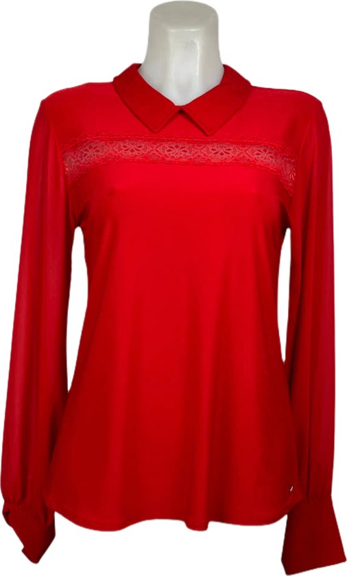 Angelle Milan – Travelkleding voor dames – Rode Blouse met Rits – Ademend – Kreukvrij – Duurzame Jurk - In 5 maten - Maat XL