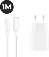 iPhone Snellader 1 meter Lightning kabel - voor o.a. Apple iPhone 14, 13, 12, 11, X - iPad - 20W Apple USB C Adapter