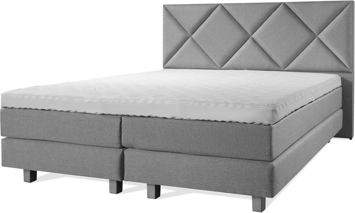 Boxspring Luxe 200x200 Ruiten Grijs
