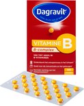 Doosje Dagravit vitamine B-complex met 100 dragees en een strip van 10 gele pillen.