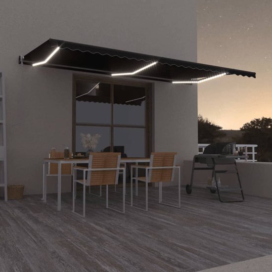 vidaXL Auvent vidaXL avec LED et capteur de vent 600x350 cm Anthracite