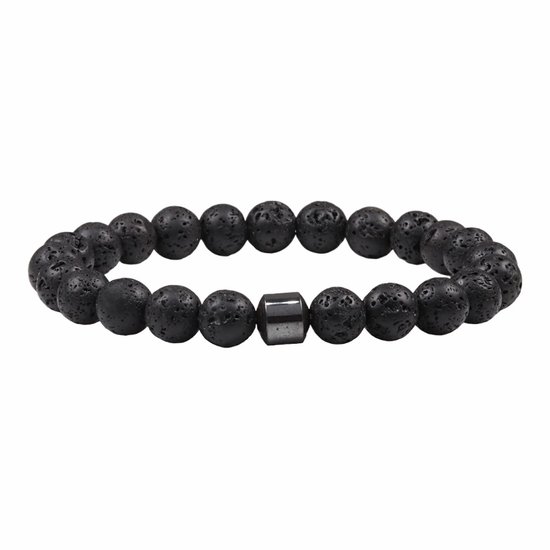 Fako Bijoux® - Buddha Armband - Lavasteen - Hematiet - Zwart