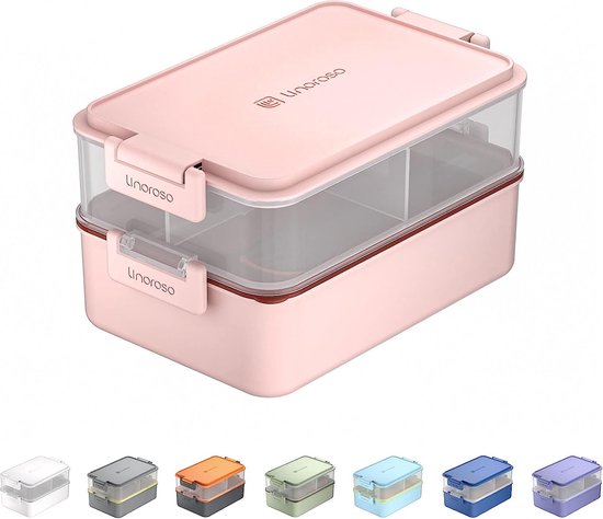 HOLIPOT Bento Box Lunchbox - 2 Lagen, Roestvrij Staal En PP, Met Bestek En Draagtas