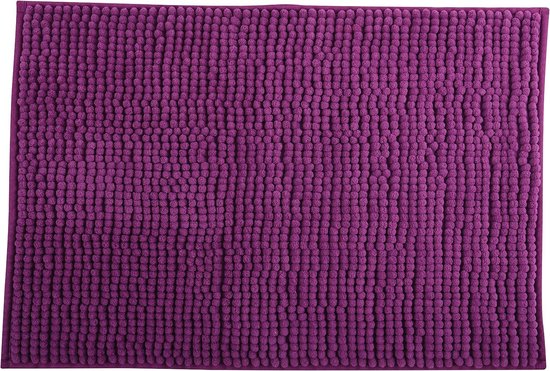 Badmat "Chenille" met lange borstelharen, zachte microvezel, antislip, 60 x 90 cm, violet
