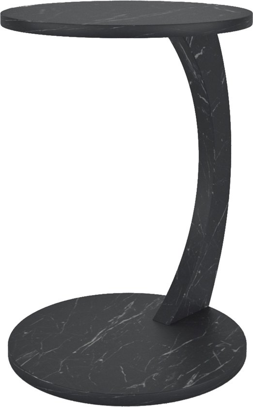 Bijzettafel Leia - 56x38 cm - Marmer zwart - Spaanplaat - Veelzijdige bijzettafel