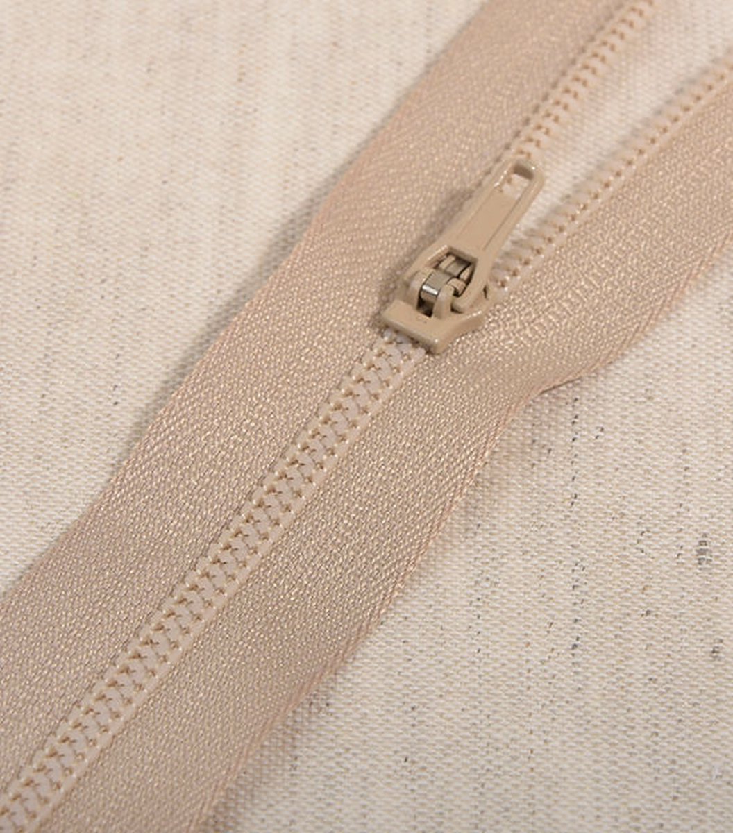 Broekrits polyester stevig beige 10cm - niet-deelbare rits