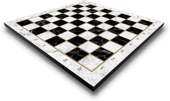 Groot houten schaakbord - kleur zwart en wit - Maat XL 37cm - Antislip - Los bord zonder schaakstukken
