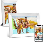 iMoshion Digitale Fotolijst met WiFi - 10.1 inch - Frameo App - Fotokader met Touchscreen - Micro SD - 16GB - Moederdag Cadeautje - Wit