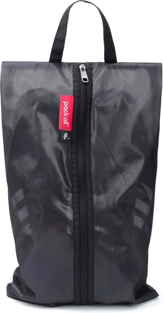 Waterdichte reisschoenentas, schoenenorganizer, schoenentas met ritssluiting, voor heren en dames (plus-zwart) - pack all