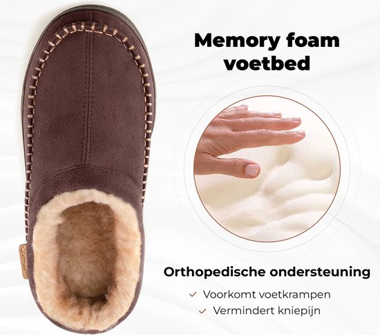 Pantoufles femmes Homme - Pantoufles - Mocassins - Tan - Antidérapants - Taille 46/47 - Comfeet