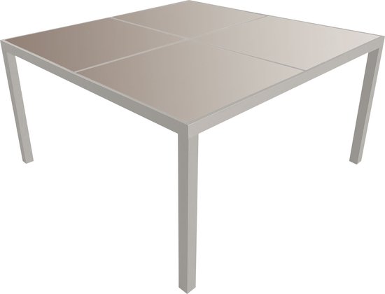 Salon de jardin CAGLIARI en textilène taupe 8 places - aluminium taupe