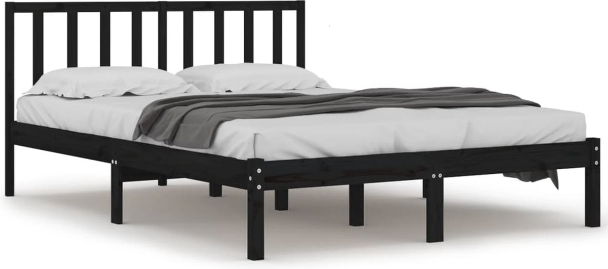 vidaXL-Bedframe-massief-grenenhout-zwart-120x190-cm-4FT-Small-Double