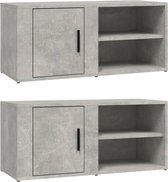 vidaXL - Tv-meubels - 2 - st - 80x31,5x36 - cm - bewerkt - hout - betongrijs