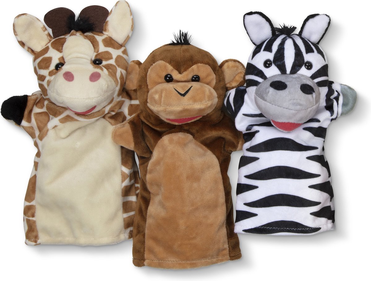 Marionnettes à main animaux sauvages - MELISSA & DOUG - Peluche douce -  Pour enfants de 2 ans et plus