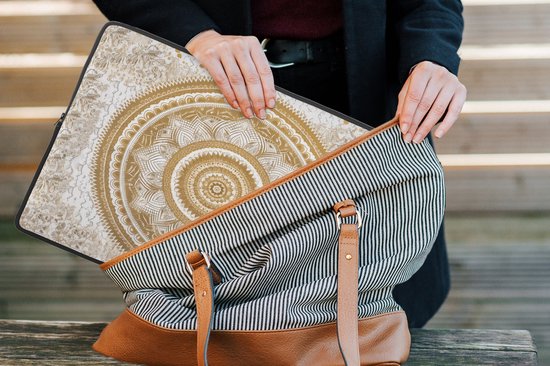 Housse ordinateur portable 15,6 pouces - Mandala - Fleurs - Or - Wit - Design - Housse ordinateur portable - Dimensions intérieures 39,5x29,5 cm