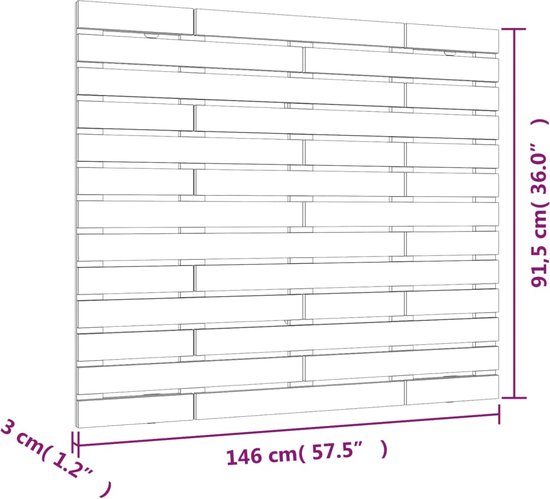 vidaXL - Tête de lit - mural - 146x3x91,5 - cm - solide - bois de pin - blanc
