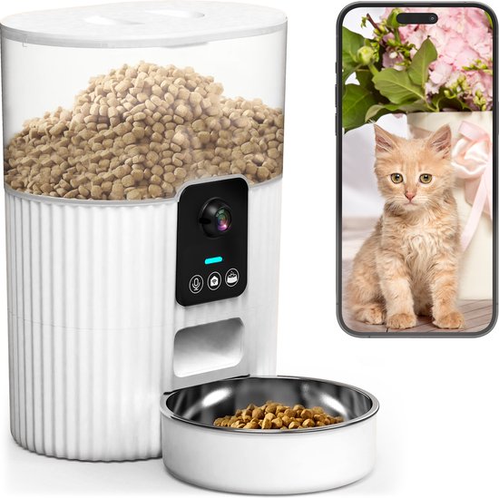 Smart Pet Feeder Automatische Voerbak Kat - Voerbak Kat en Hond met CAMERA en Audio opname - Voerautomaat met smartphone besturing - Voerdispenser 3.5L