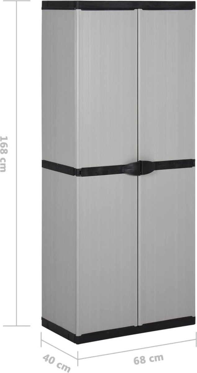 Furniture Limited - Tuinkast met 3 schappen 68x40x168 cm grijs en zwart |  bol